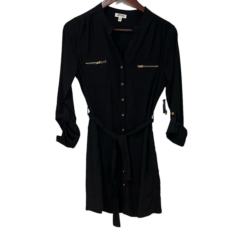 Ardene Black Long Sleeve V-Neck Dress